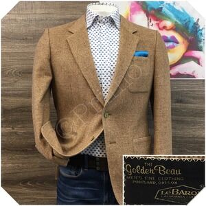 VINTAGE Mens Camel Hair Blazer Sport Coat Casual Jacket Size 42S Classic Suit